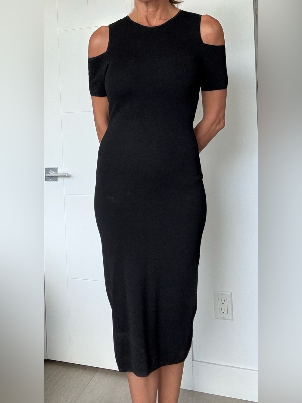 Michael Kors Black Cold-Shoulder Maxi Dress